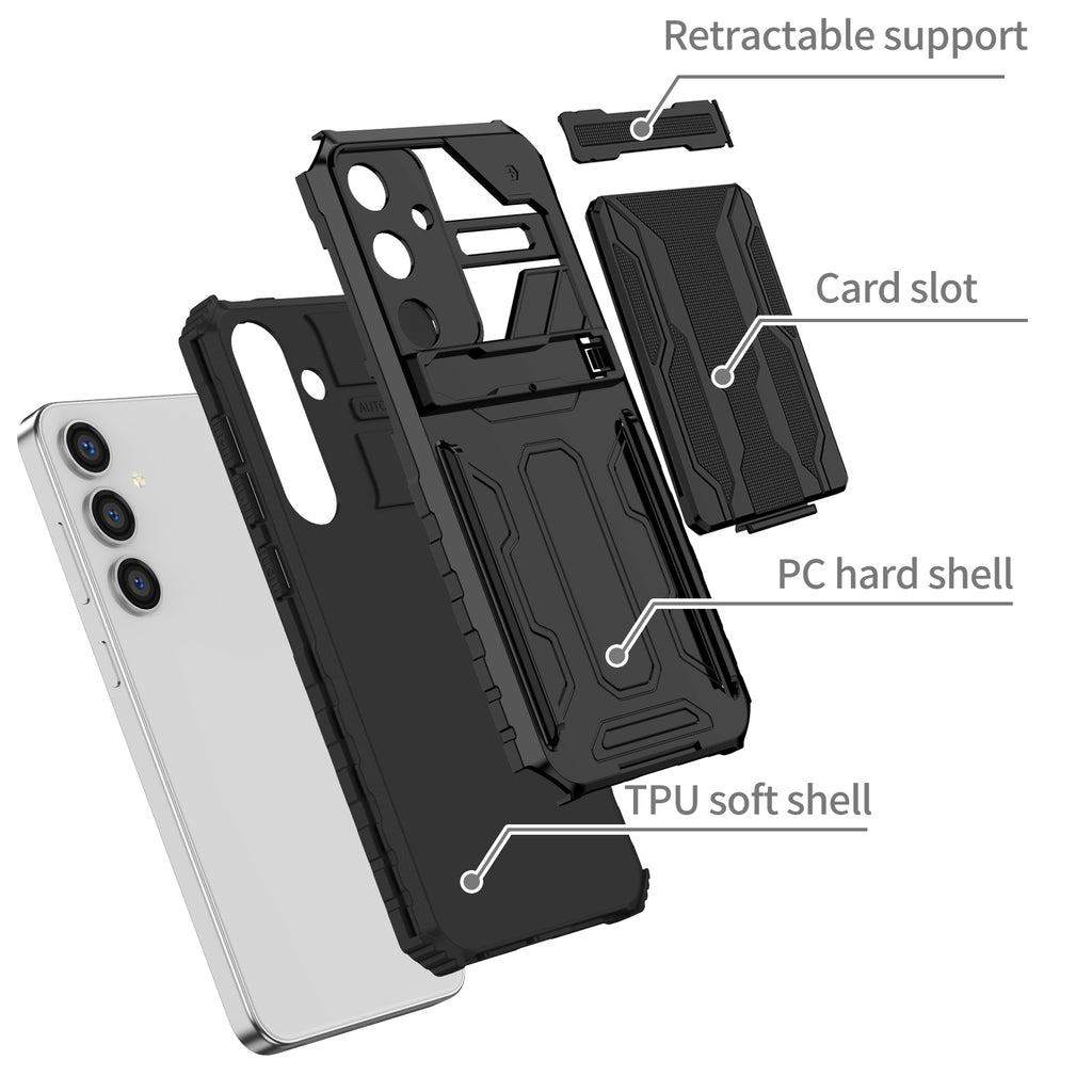 Samsung S26 Plus Heavy Duty Kickstand Case Shockproof Card Holder BLACK