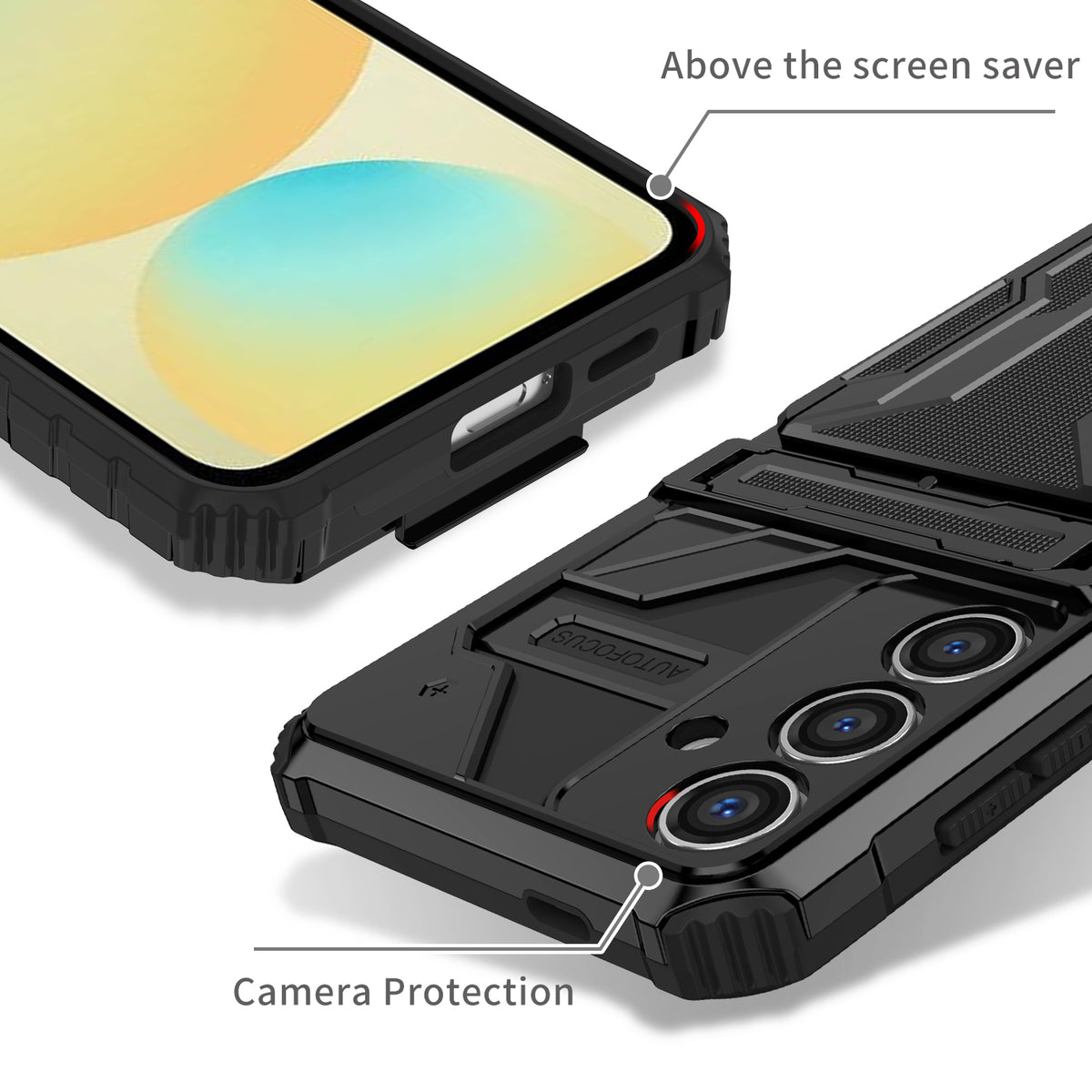 Samsung S26 Plus Heavy Duty Kickstand Case Shockproof Card Holder BLACK