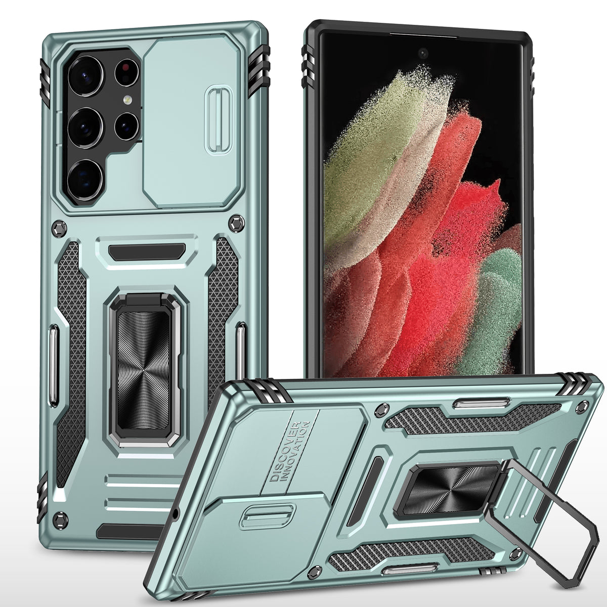 Samsung Galaxy S22 Ultra Case Shockproof Kickstand Hybrid Cover LIGHT GREEN
