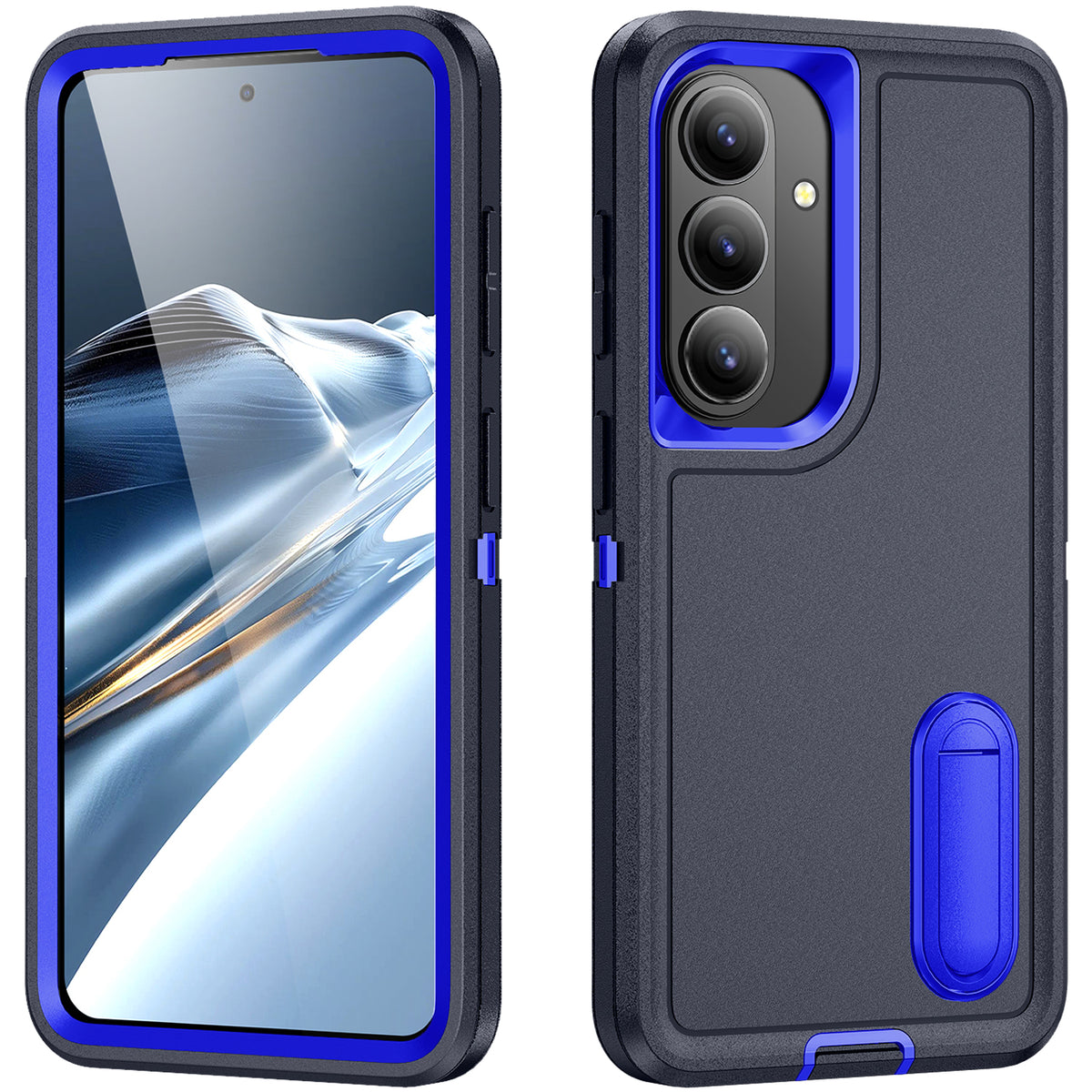 Samsung S26 Case Shockproof Armor Kickstand [Navy Blue & Blue]