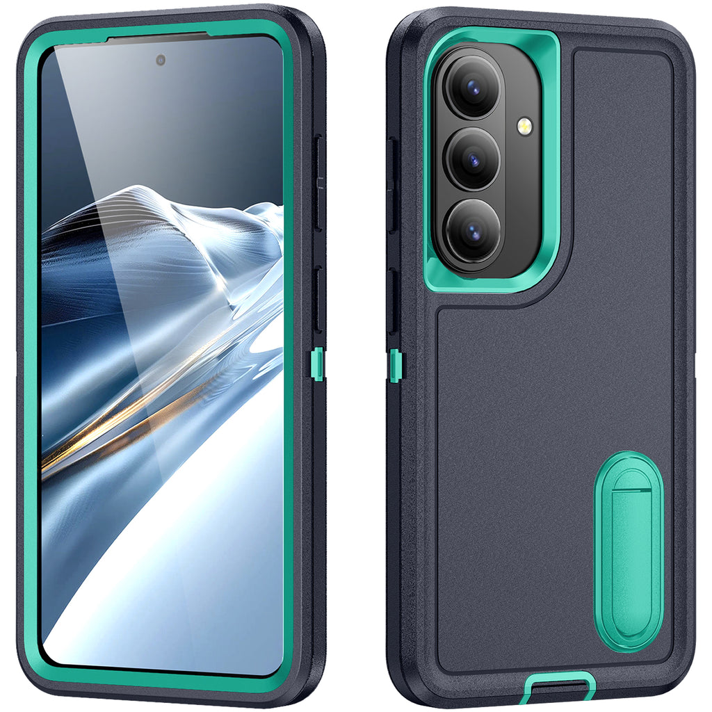 Samsung S26 Case Shockproof Armor Kickstand [Navy Blue & Teal]