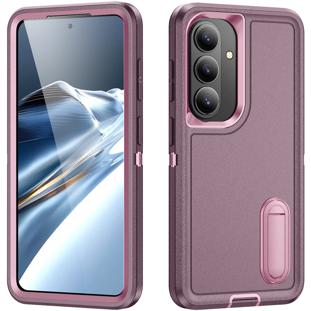 Samsung S26 Case Shockproof Armor Kickstand [Wine Red & Pink]