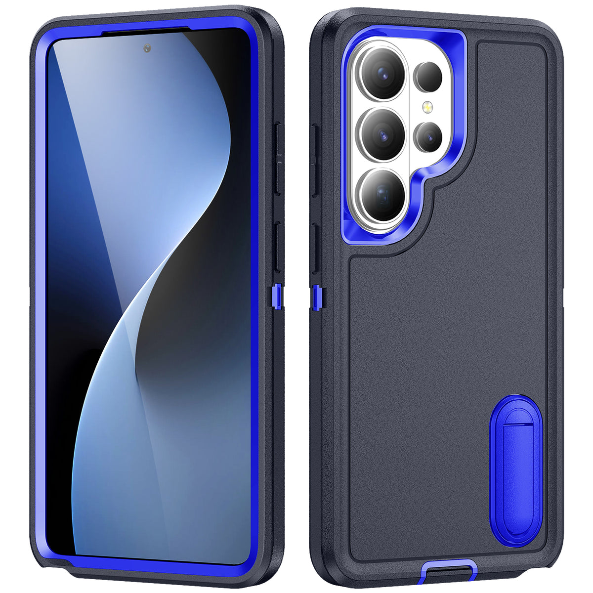 Samsung S26 Ultra Case Shockproof Armor Kickstand [Navy Blue & Blue]