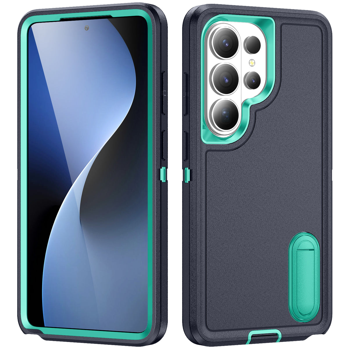 Samsung S26 Ultra Case Shockproof Armor Kickstand [Navy Blue & Teal]
