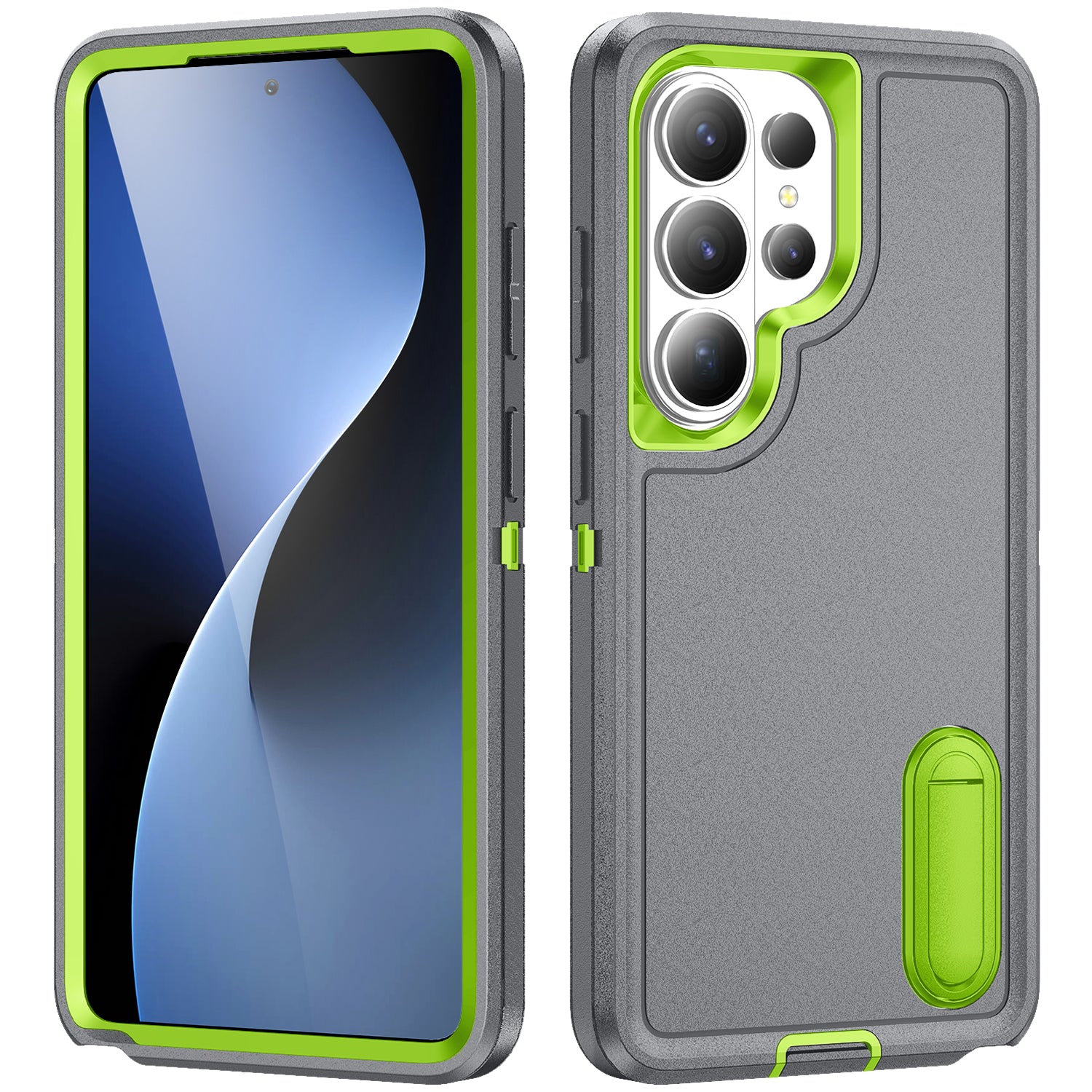 Samsung S26 Ultra Case Shockproof Armor Kickstand [Grey & Light Green]
