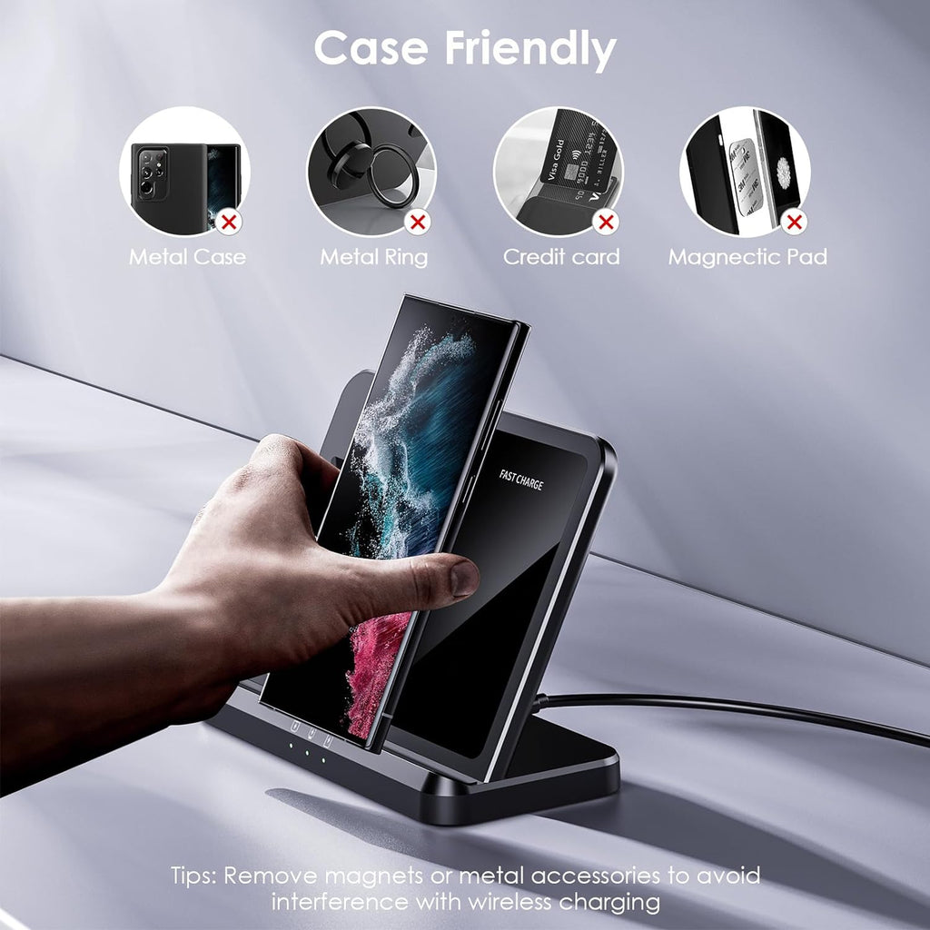 15W 3-in-1 Wireless Charging Dock for Samsung – Fast Charging Station – Black