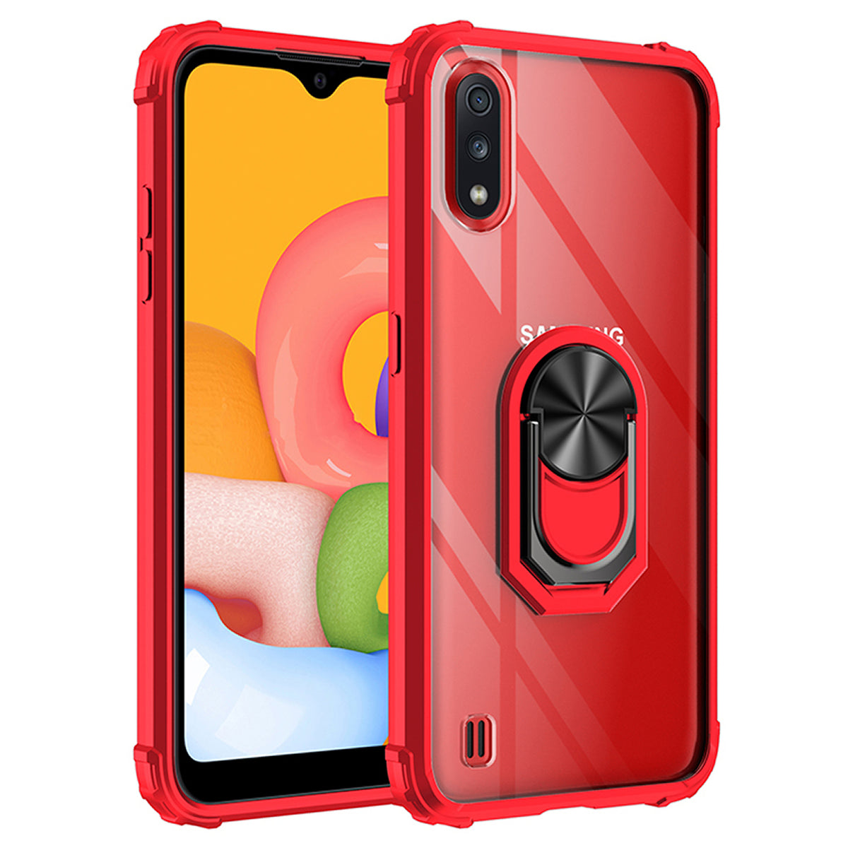 Samsung A01 Rugged Tough Case Shockproof Hybrid Cover RED