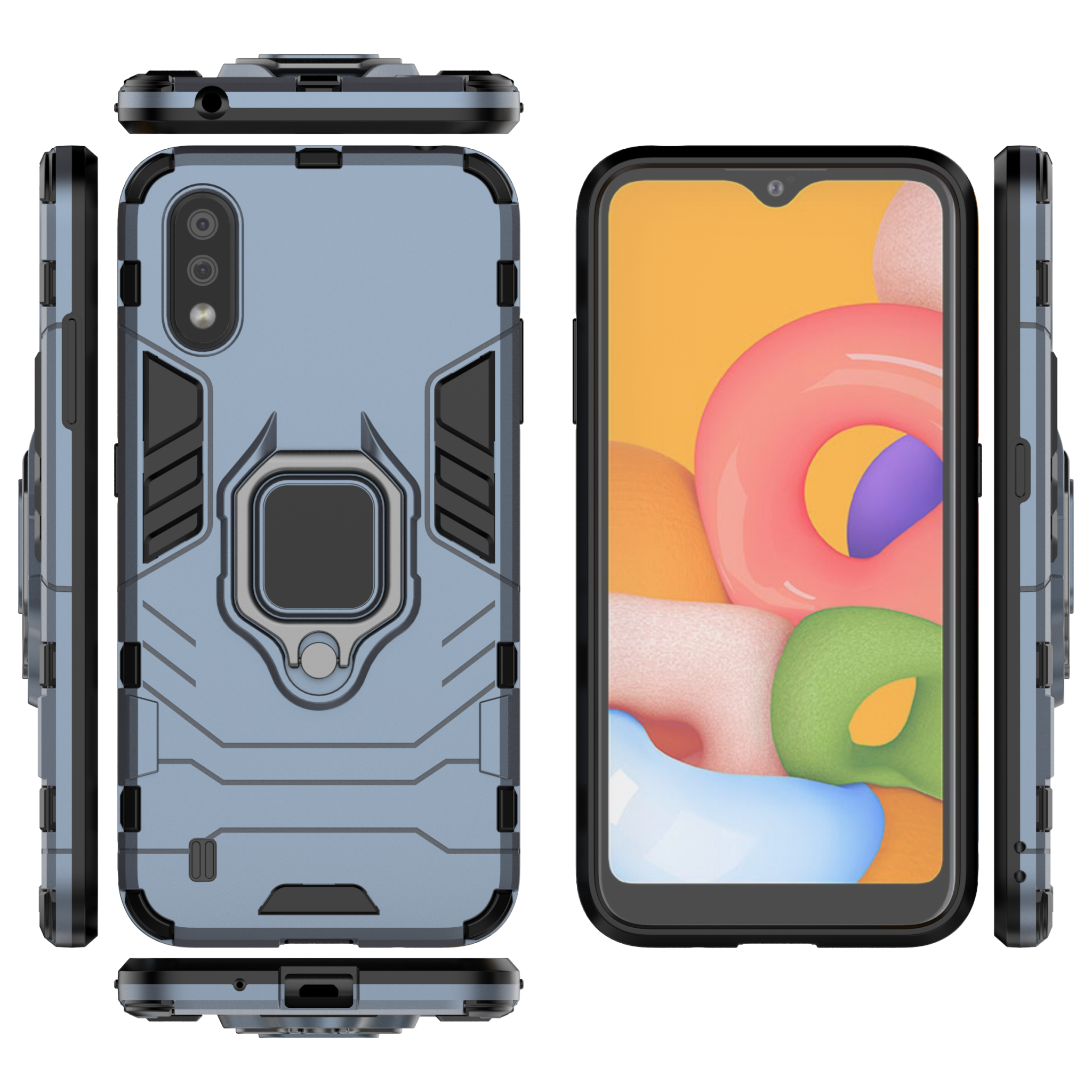 Samsung Galaxy A01 Rugged Tough Case Shockproof Hybrid Cover BLUE