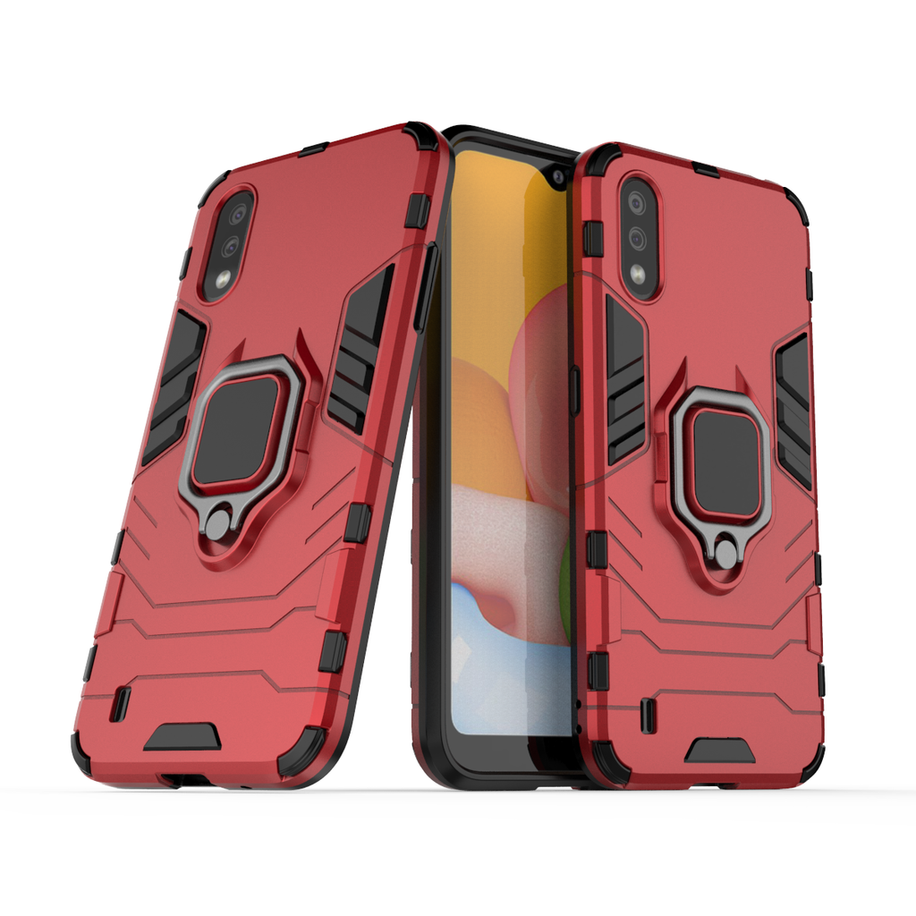 Samsung Galaxy A01 Rugged Tough Case Shockproof Hybrid Cover RED