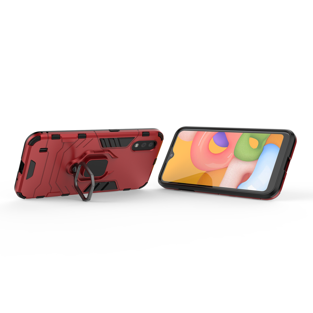 Samsung Galaxy A01 Rugged Tough Case Shockproof Hybrid Cover RED