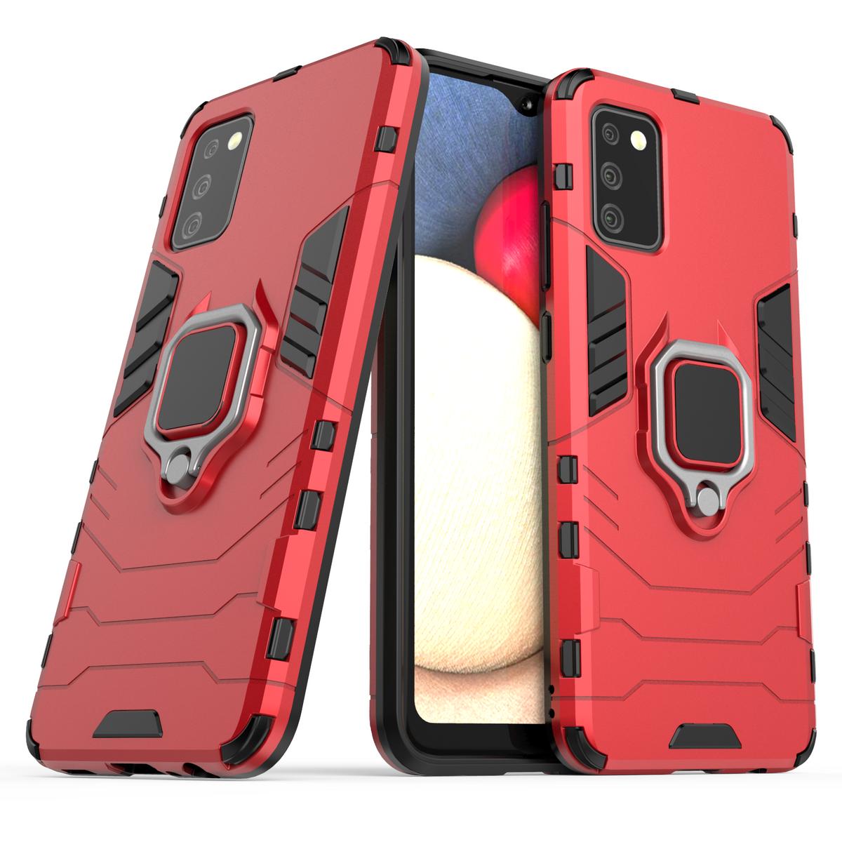 Samsung Galaxy A02S Rugged Tough Case Shockproof Hybrid Cover RED