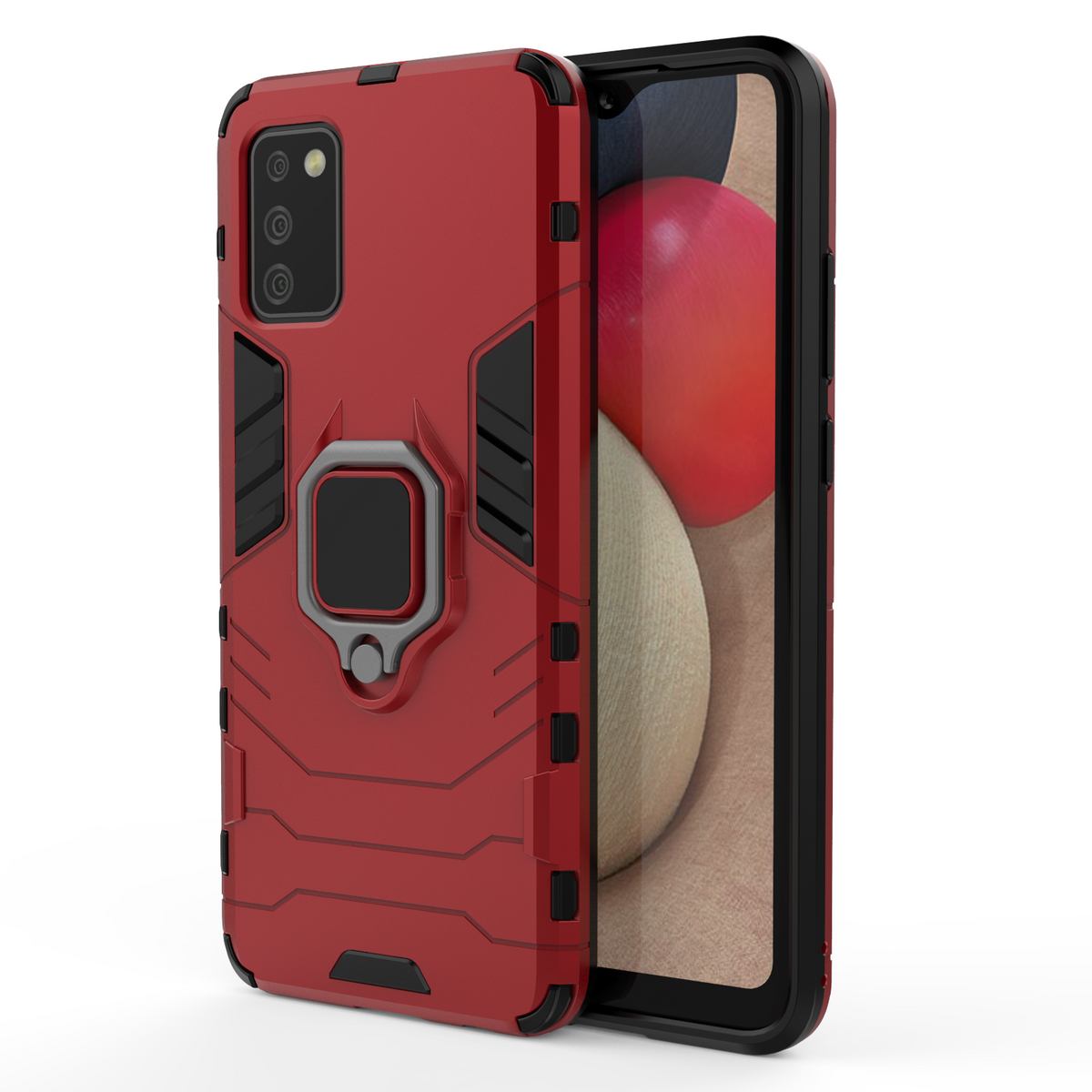 Samsung Galaxy A02S Rugged Tough Case Shockproof Hybrid Cover RED
