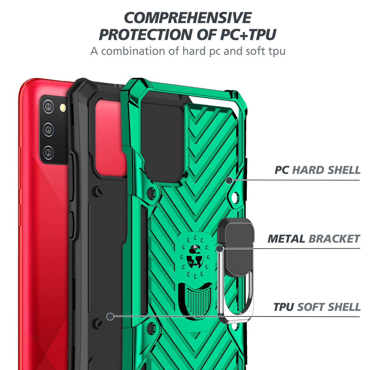 Samsung Galaxy A03S Rugged Tough Case Shockproof Hybrid Cover DARK GREEN
