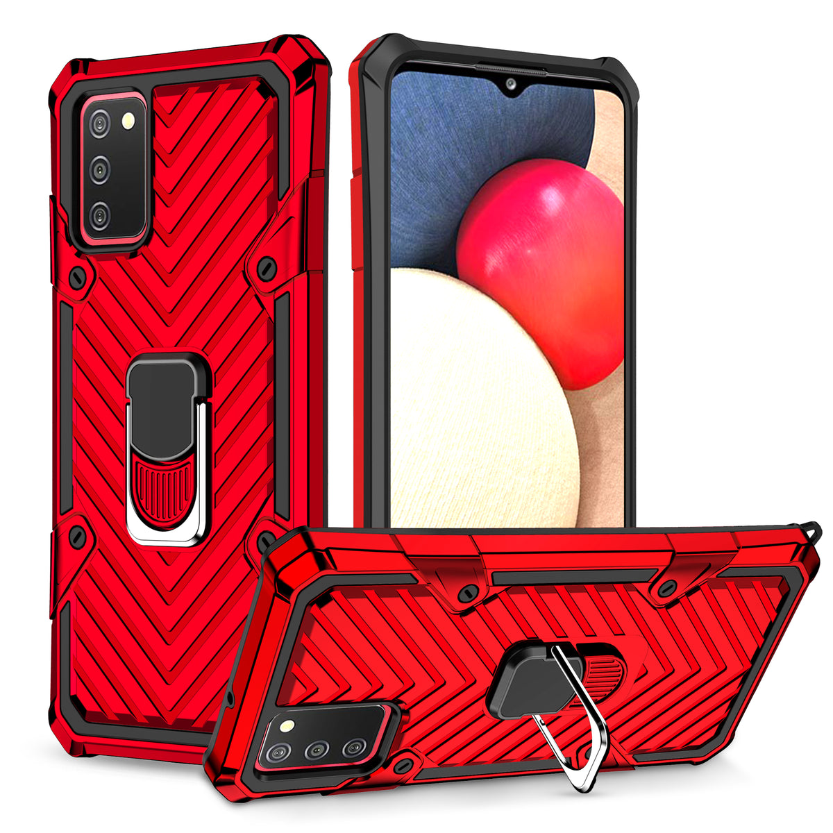 Samsung Galaxy A02S Rugged Tough Case Shockproof Hybrid Cover RED