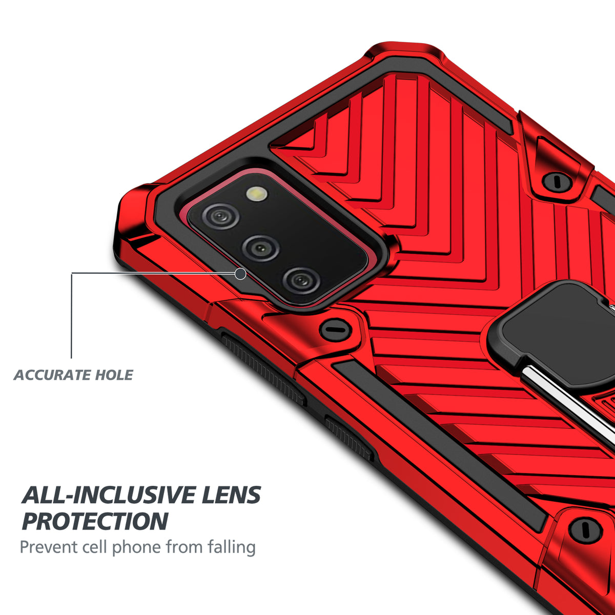 Samsung Galaxy A02S Rugged Tough Case Shockproof Hybrid Cover RED