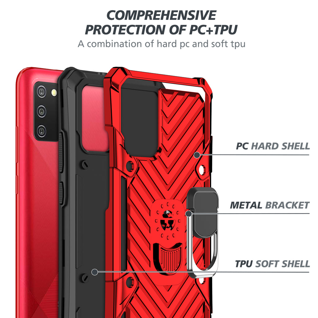 Samsung Galaxy A02S Rugged Tough Case Shockproof Hybrid Cover RED