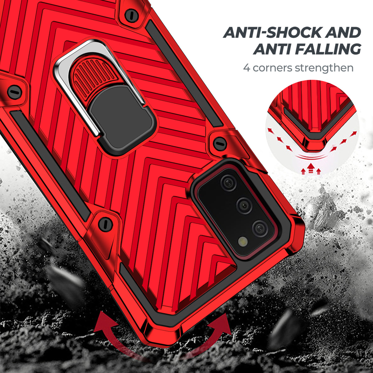 Samsung Galaxy A02S Rugged Tough Case Shockproof Hybrid Cover RED
