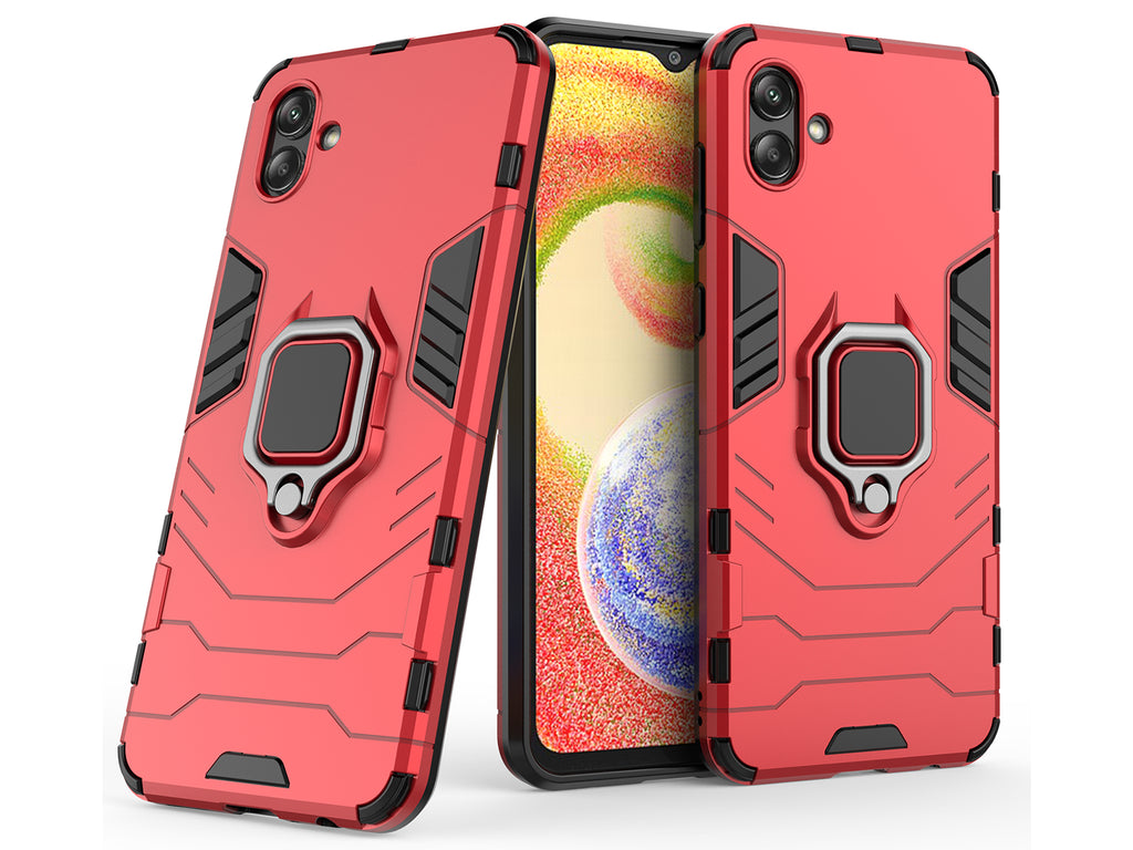 Samsung Galaxy A04 Rugged Tough Case Shockproof Hybrid Cover RED