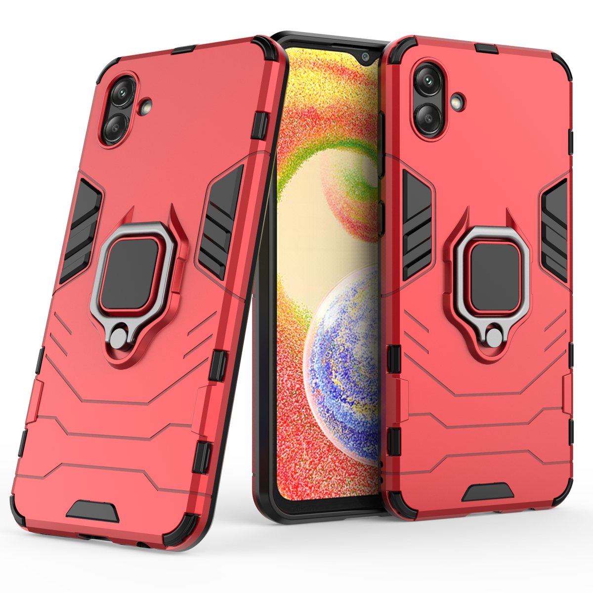 Samsung Galaxy A04 Rugged Tough Case Shockproof Hybrid Cover RED