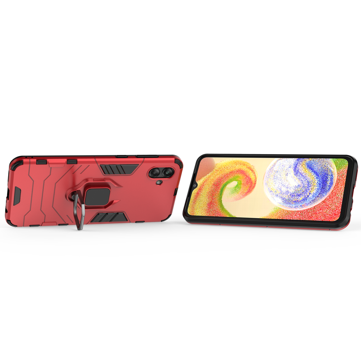Samsung Galaxy A04 Rugged Tough Case Shockproof Hybrid Cover RED