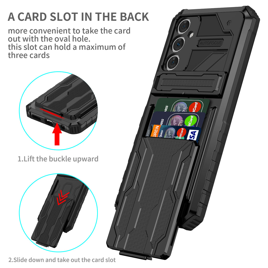 Samsung A05s Heavy Duty Kickstand Case Shockproof Card Holder BLACK