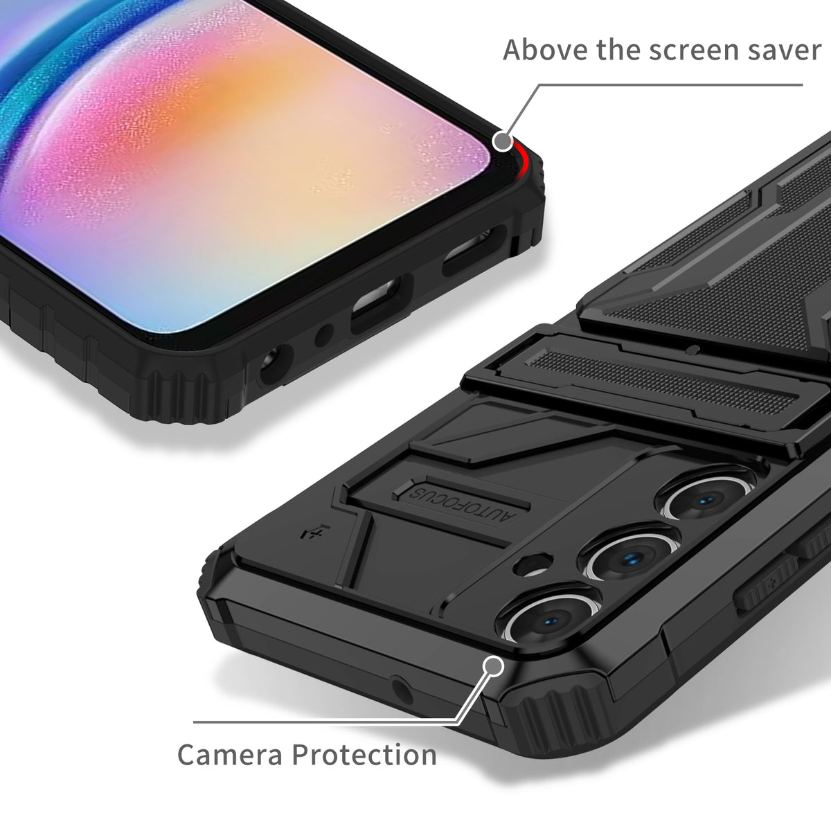 Samsung A05s Heavy Duty Kickstand Case Shockproof Card Holder BLACK