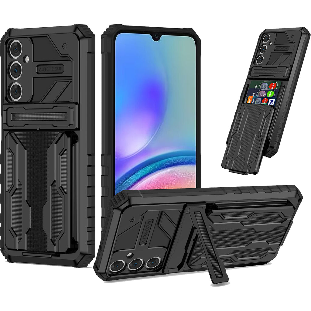 Samsung A05s Heavy Duty Kickstand Case Shockproof Card Holder BLACK