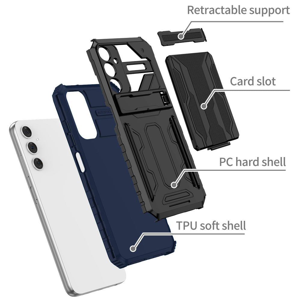 Samsung A05s Heavy Duty Kickstand Case Shockproof Card Holder BLUE