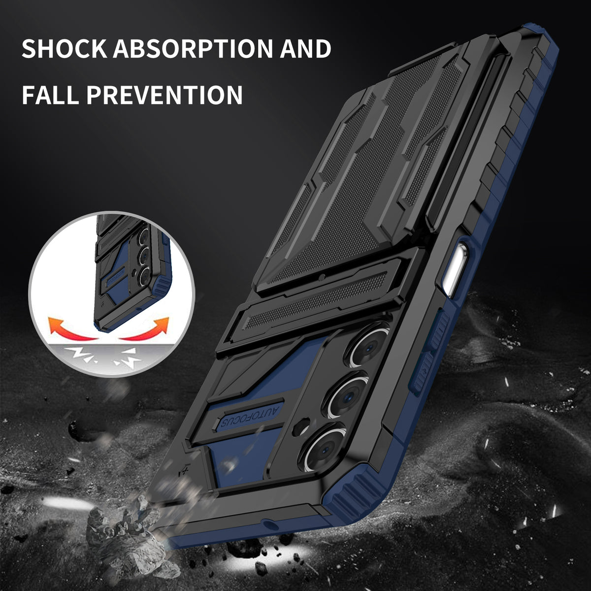 Samsung A05s Heavy Duty Kickstand Case Shockproof Card Holder BLUE