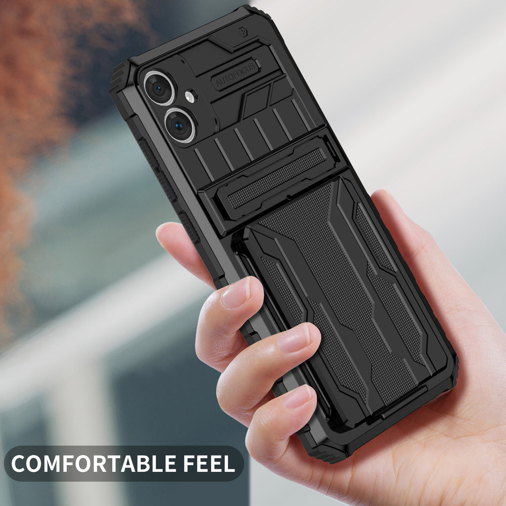Samsung A06 4G Heavy Duty Kickstand Case Shockproof Card Holder BLACK