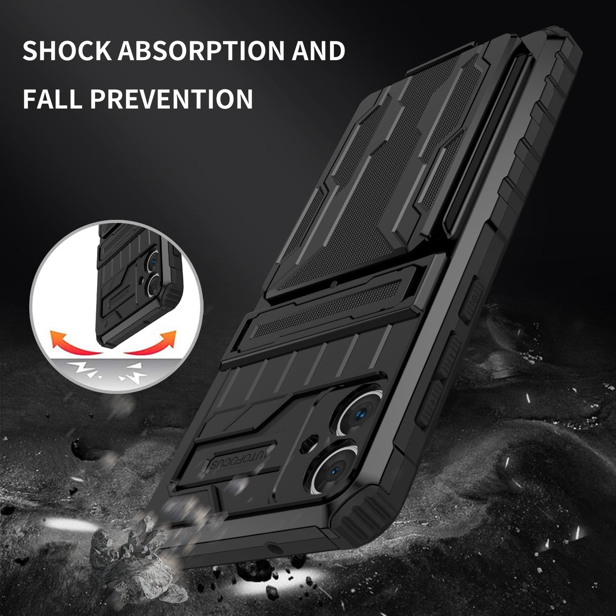 Samsung A06 4G Heavy Duty Kickstand Case Shockproof Card Holder BLACK