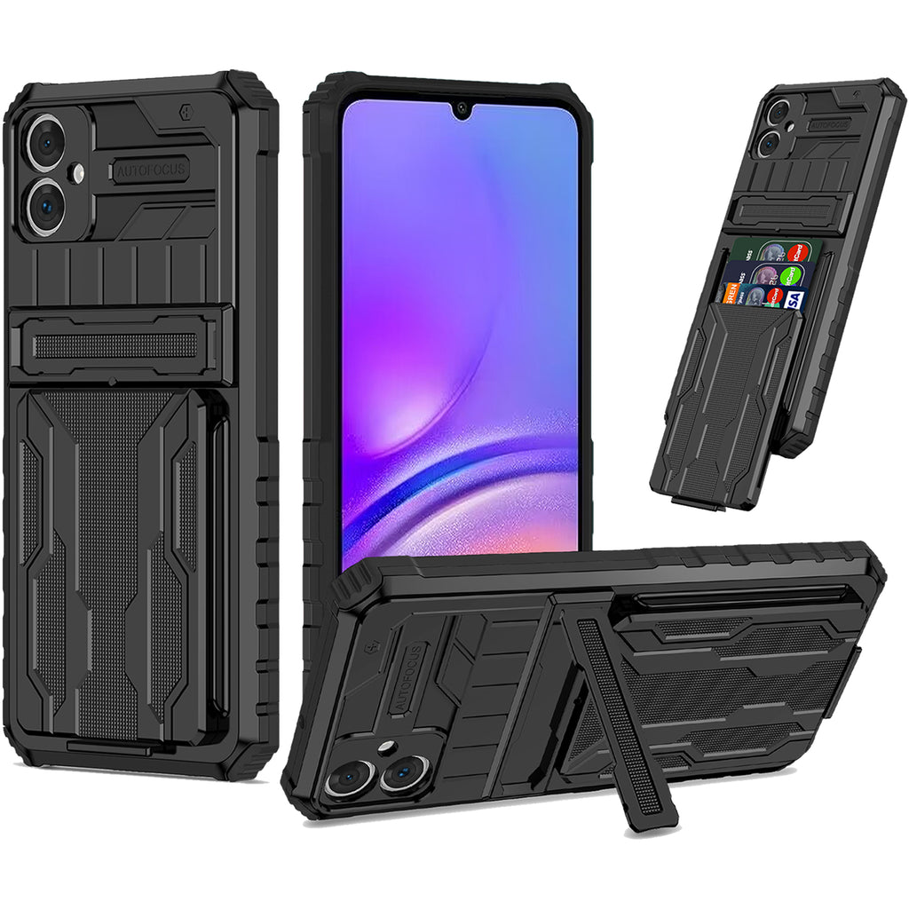 Samsung A06 4G Heavy Duty Kickstand Case Shockproof Card Holder BLACK