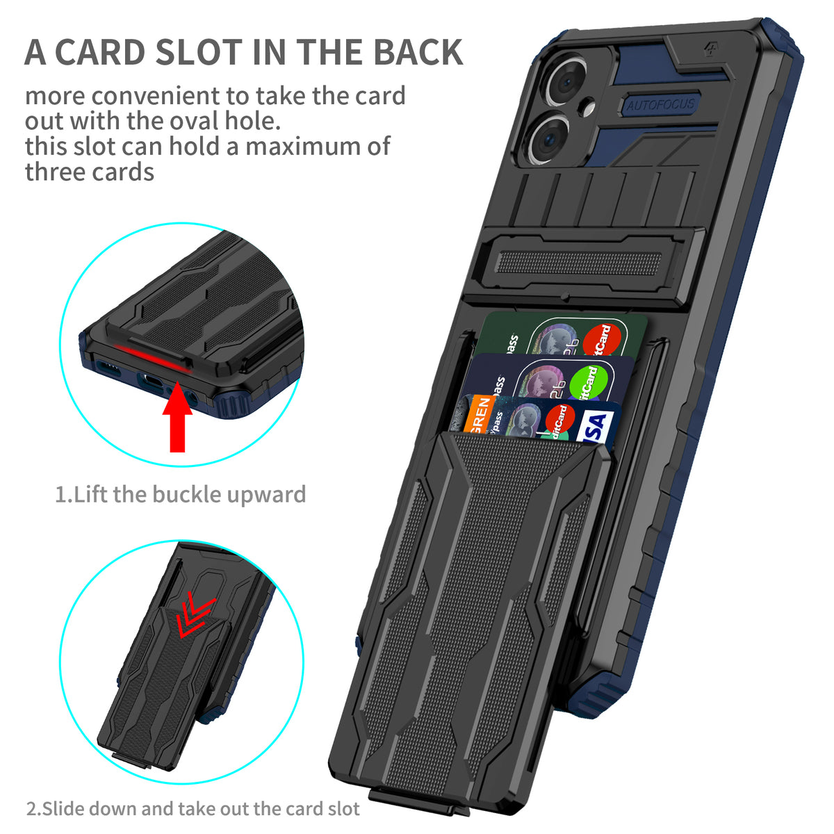Samsung A06 4G Heavy Duty Kickstand Case Shockproof Card Holder BLUE