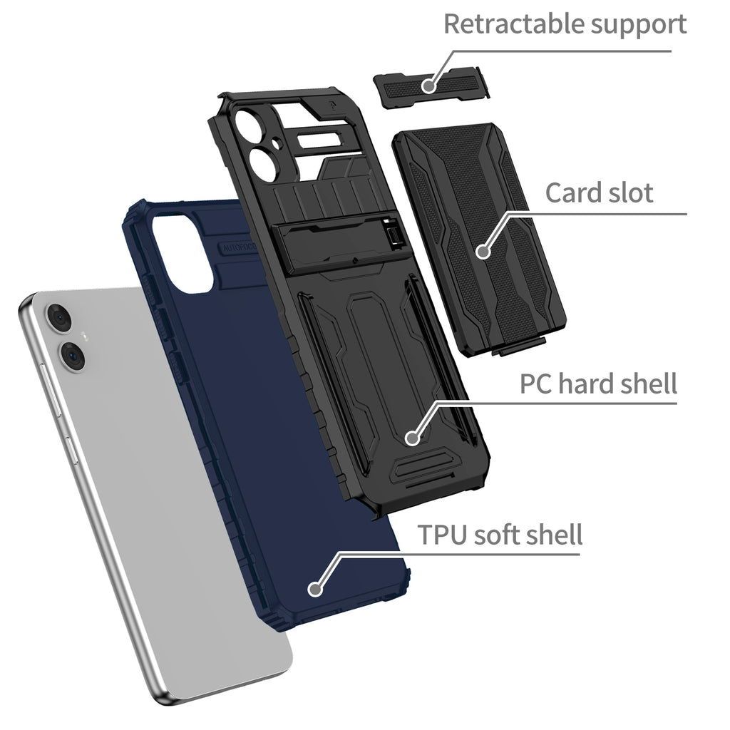Samsung A06 4G Heavy Duty Kickstand Case Shockproof Card Holder BLUE