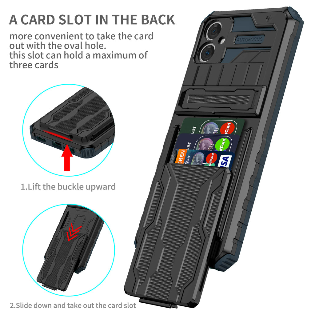 Samsung A06 4G Heavy Duty Kickstand Case Shockproof Card Holder GREEN