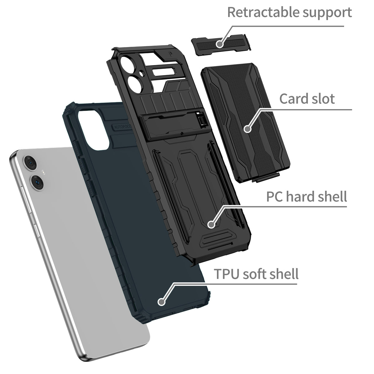 Samsung A06 4G Heavy Duty Kickstand Case Shockproof Card Holder GREEN