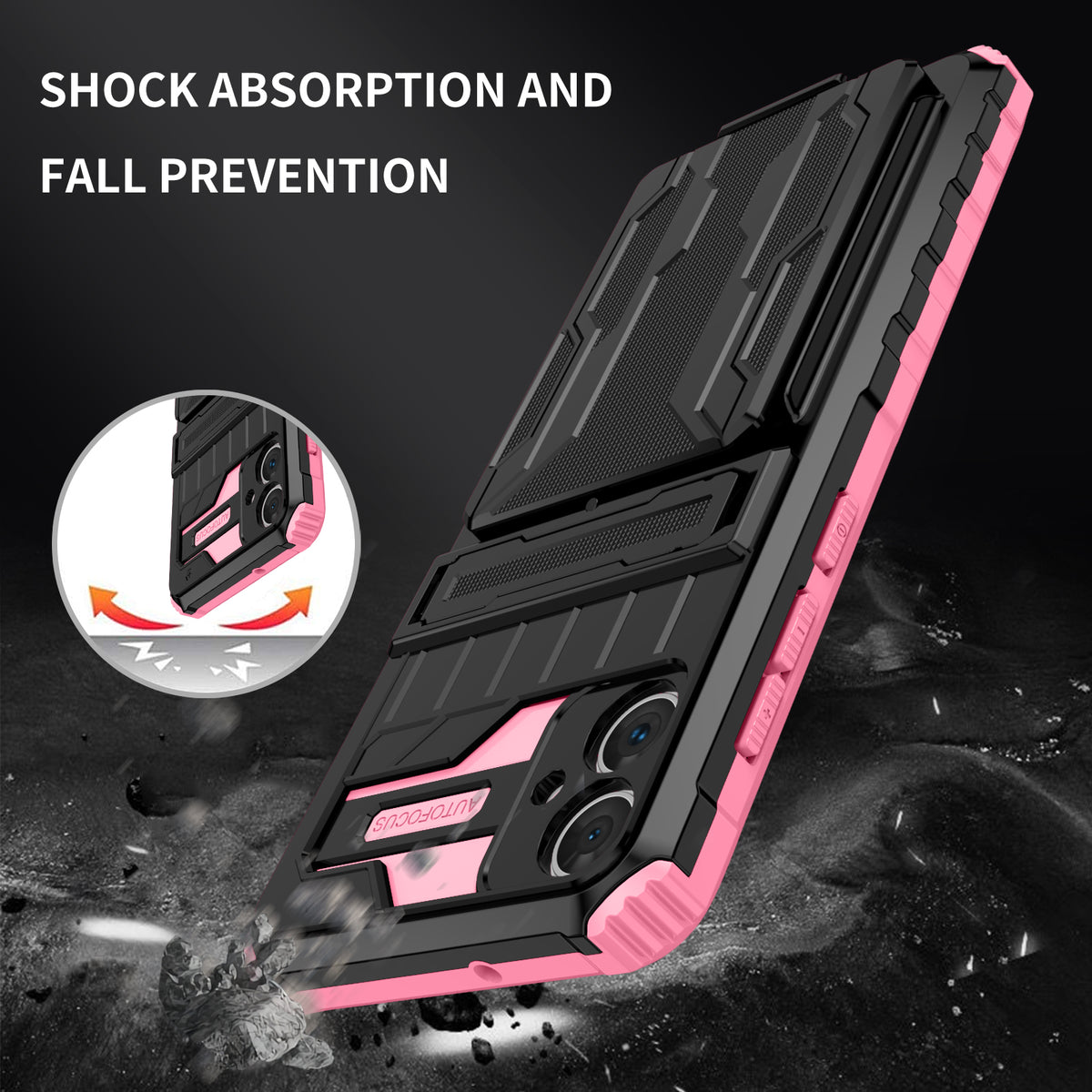 Samsung A06 4G Heavy Duty Kickstand Case Shockproof Card Holder PINK