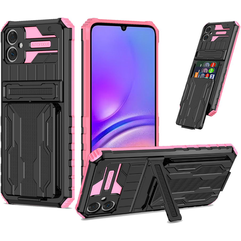 Samsung A06 4G Heavy Duty Kickstand Case Shockproof Card Holder PINK