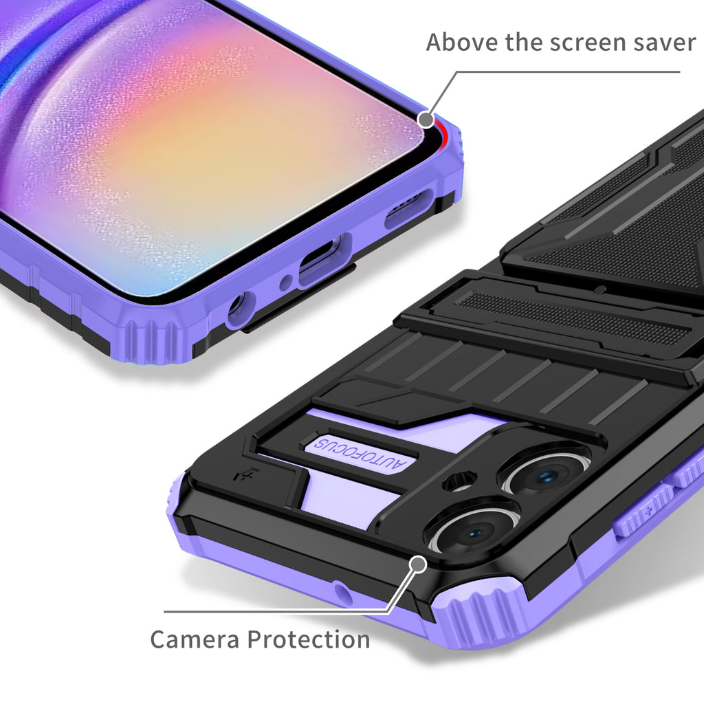 Samsung A06 4G Heavy Duty Kickstand Case Shockproof Card Holder PURPLE