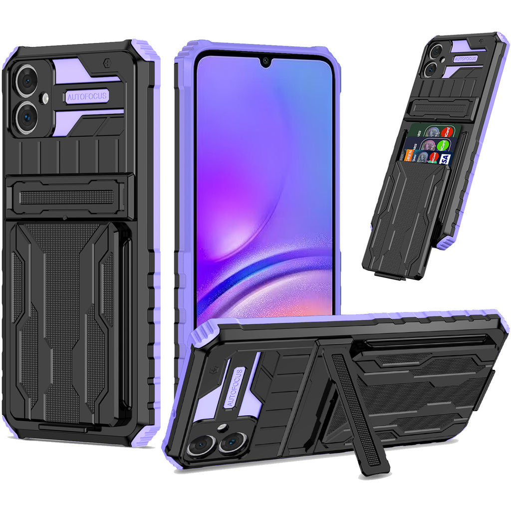 Samsung A06 4G Heavy Duty Kickstand Case Shockproof Card Holder PURPLE