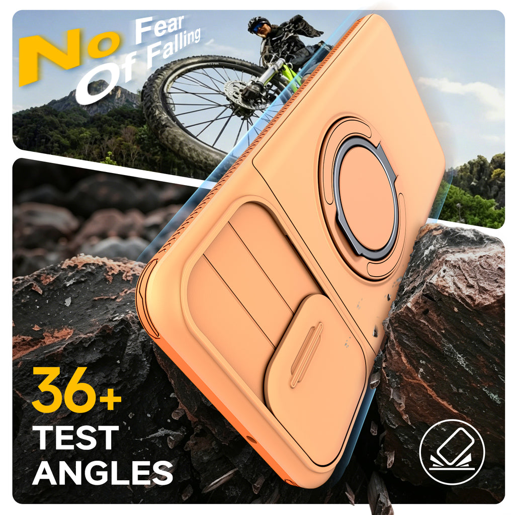 Samsung Galaxy A06 Rugged Shockproof Case Kickstand Card Cover ORANGE