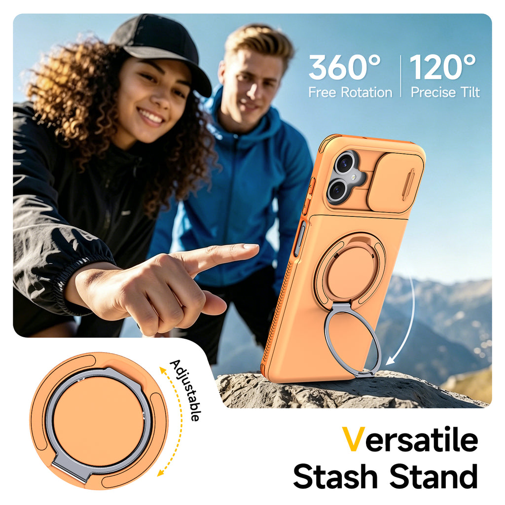 Samsung Galaxy A06 Rugged Shockproof Case Kickstand Card Cover ORANGE