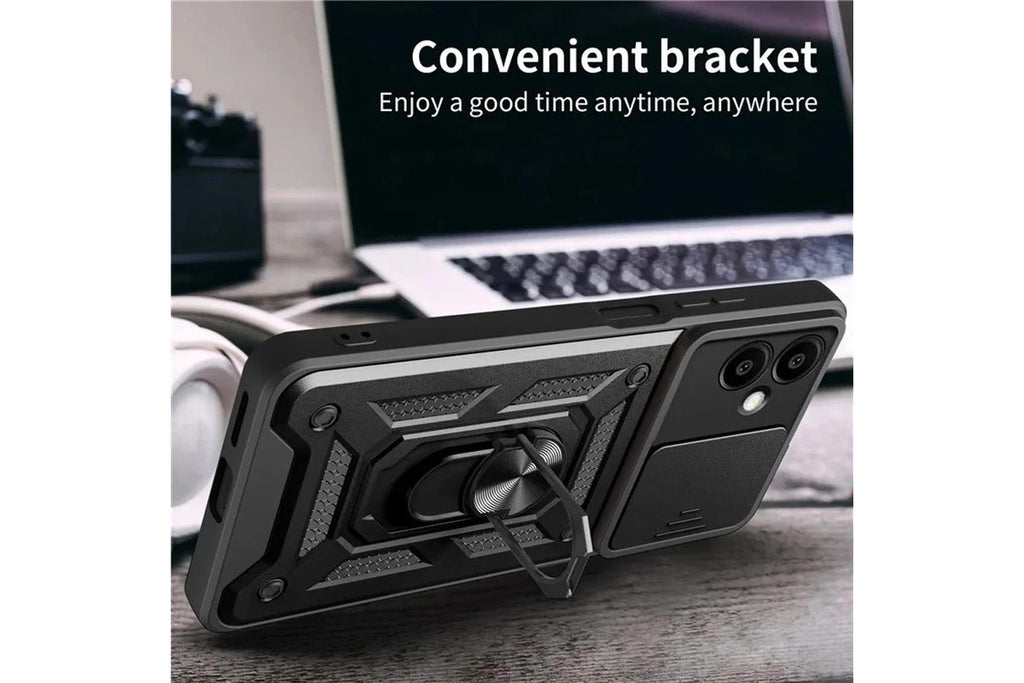 Samsung Galaxy A07 Tough Case Shockproof Kickstand Cover BLACK