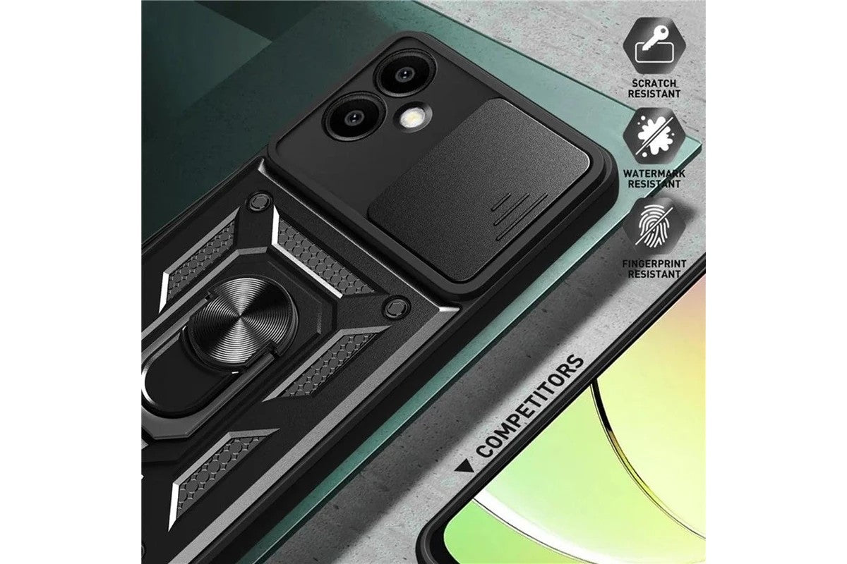 Samsung Galaxy A07 Tough Case Shockproof Kickstand Cover BLACK