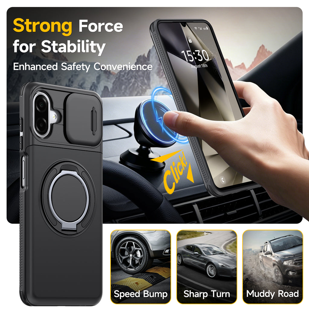 Samsung Galaxy A07 Rugged Shockproof Case Kickstand Card Cover BLACK
