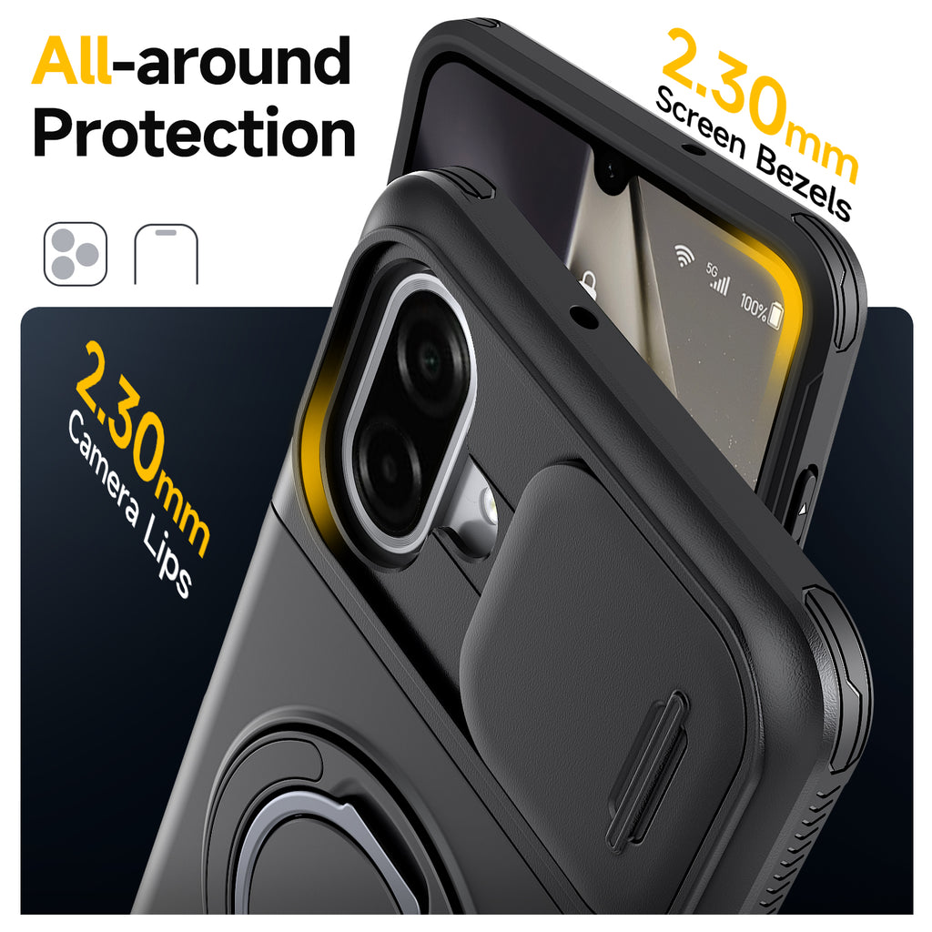 Samsung Galaxy A07 Rugged Shockproof Case Kickstand Card Cover BLACK