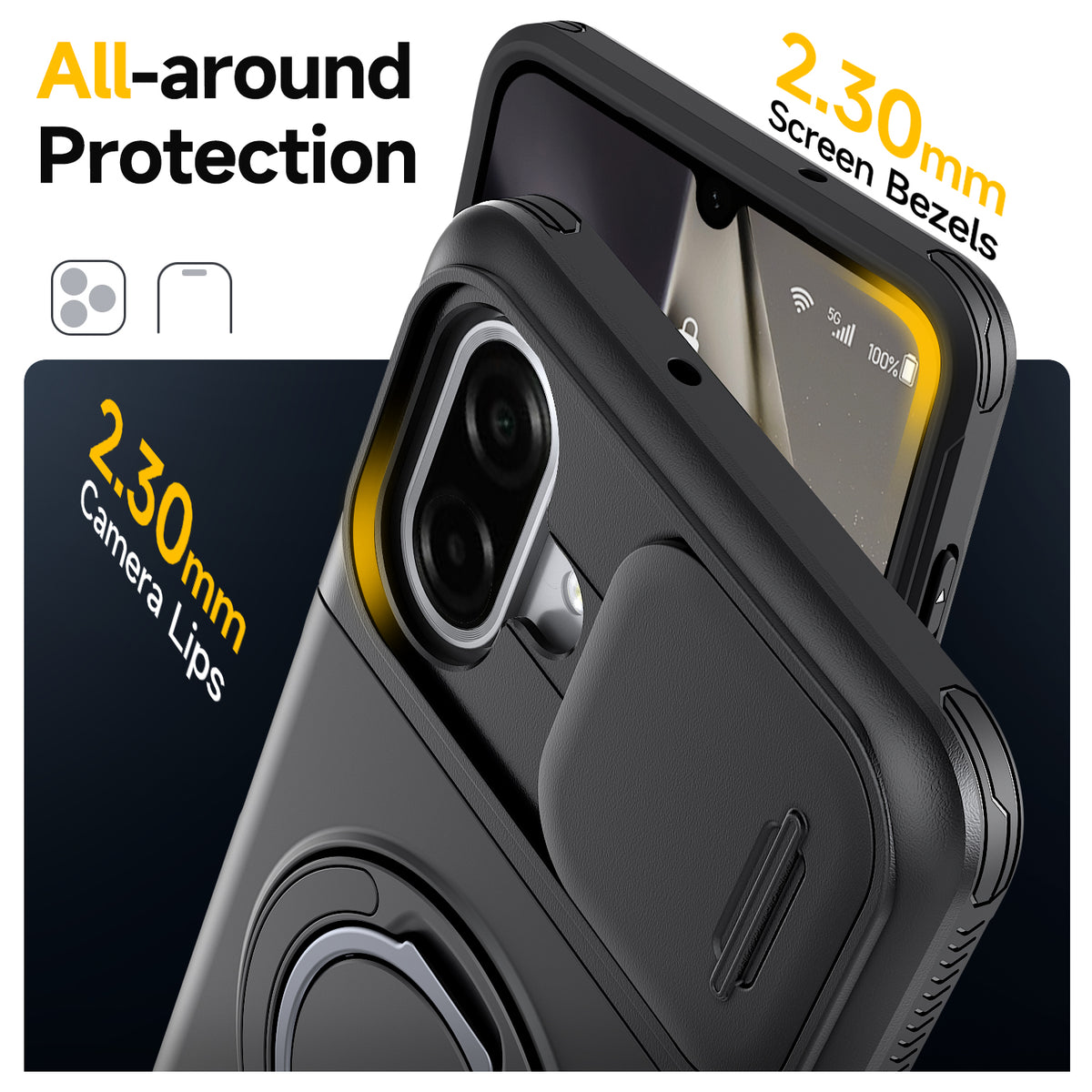 Samsung Galaxy A07 Rugged Shockproof Case Kickstand Card Cover BLACK