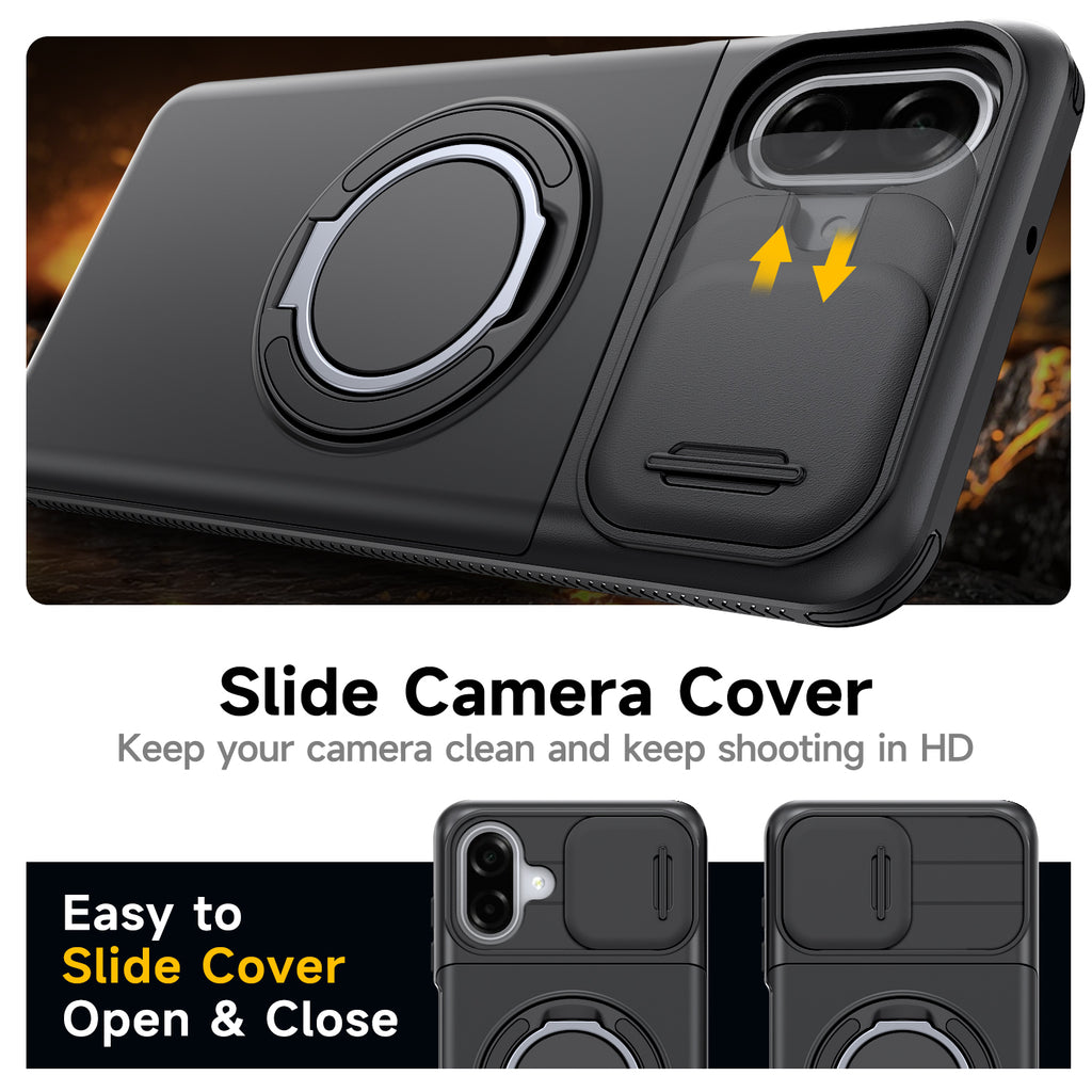 Samsung Galaxy A07 Rugged Shockproof Case Kickstand Card Cover BLACK