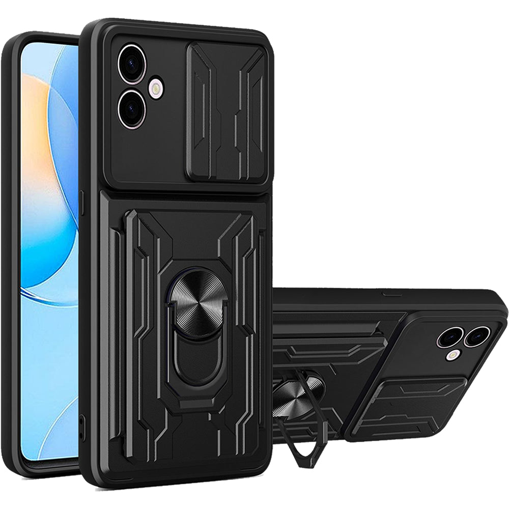 Samsung Galaxy A07 Rugged Shockproof Case Kickstand Card Cover BLACK