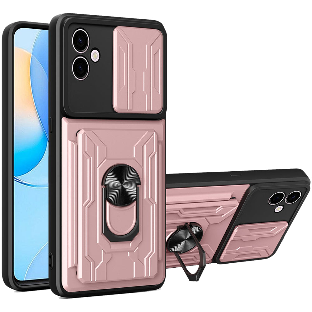 Samsung Galaxy A07 Rugged Shockproof Case Kickstand Card Cover PINK